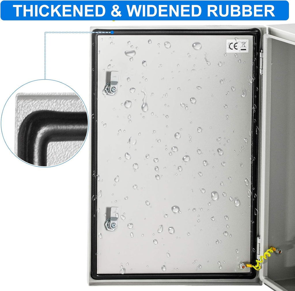 Steel Electrical Enclosure Box, 24'' x 16'' x 12'', IP65 Weatherproof Metal Box with Mounting Plate C7110