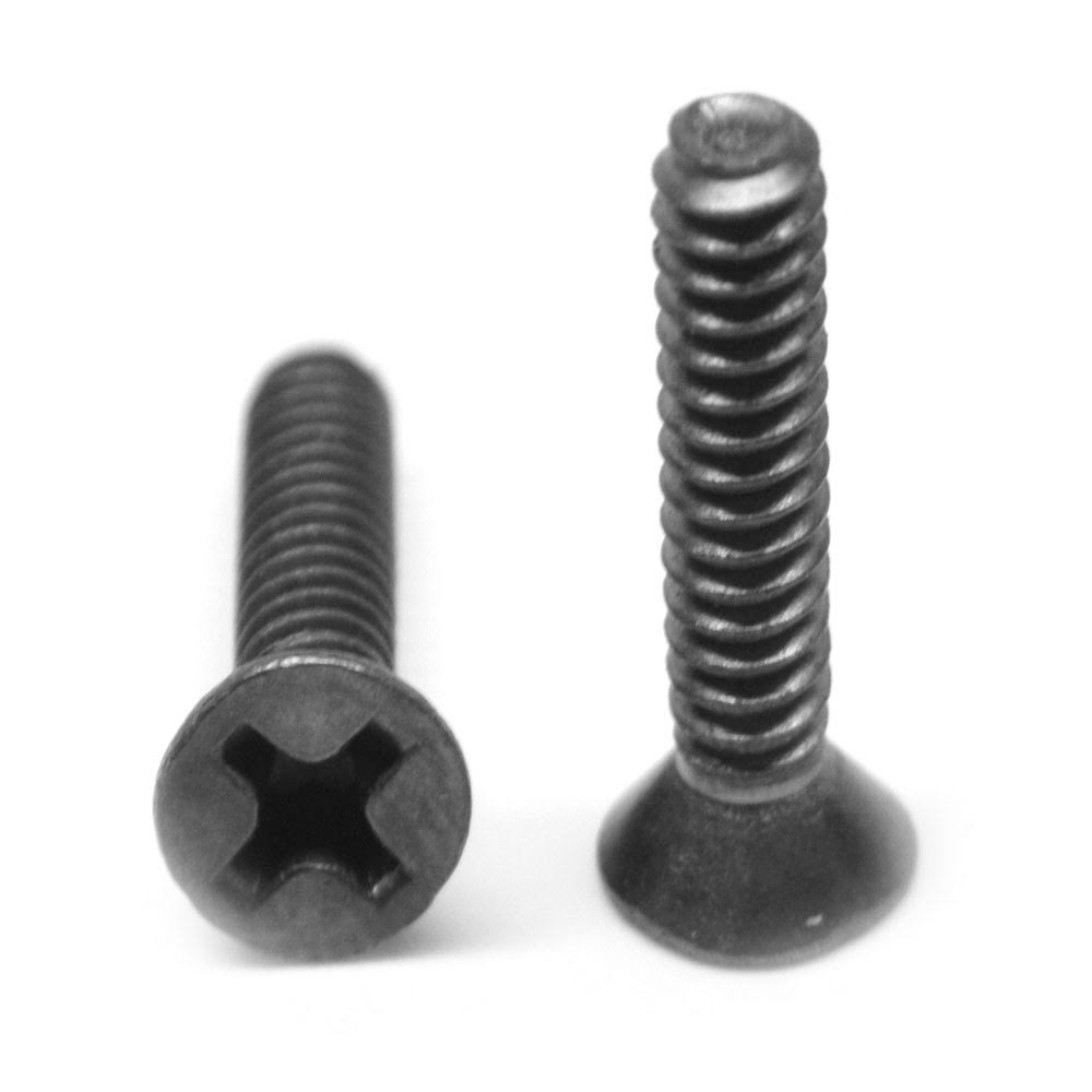 #6-32 x 3/16 Coarse Thread Machine Screw Phillips Flat Head Low Carbon Steel Black Oxide Pk 10000 X482966