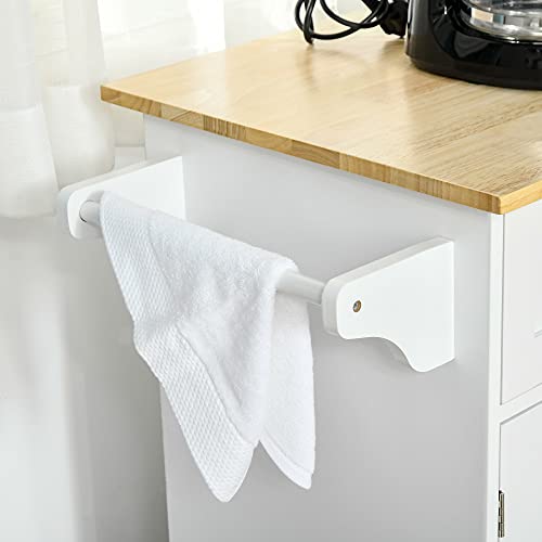 White Mobile Kitchen Island with Storage O156