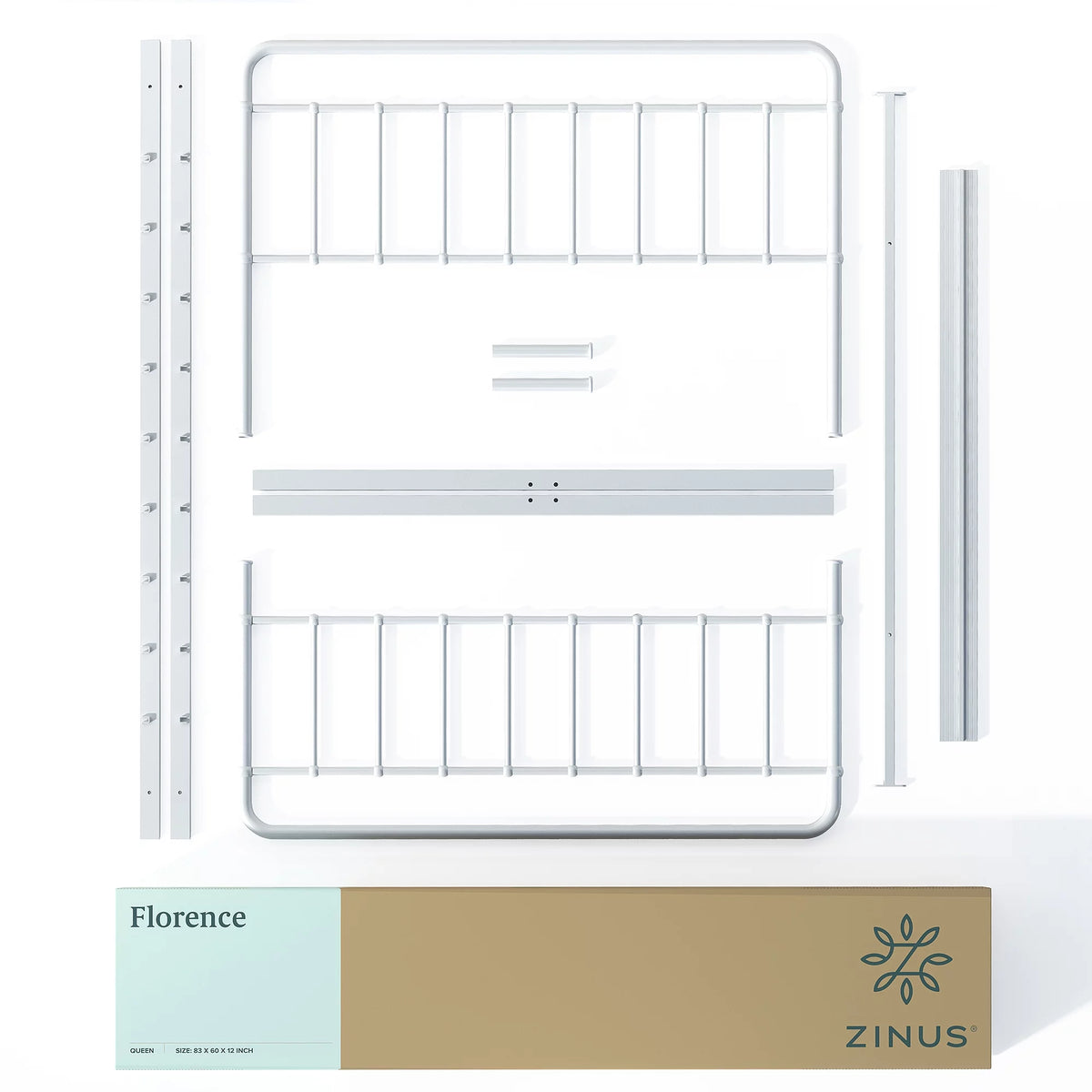 White Full Metal Platform Bed Frame S70958