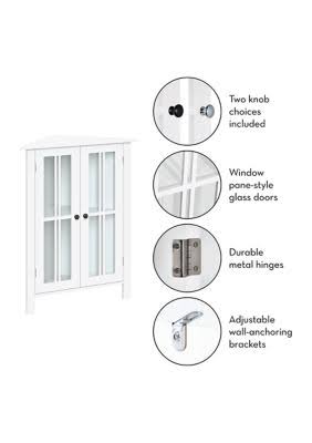White Two Door Corner Cabinet V31505