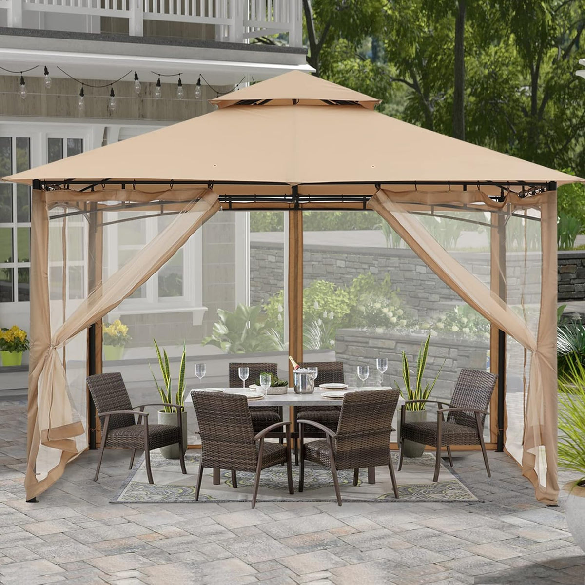 10x12 Gazebo with Netting Q9103
