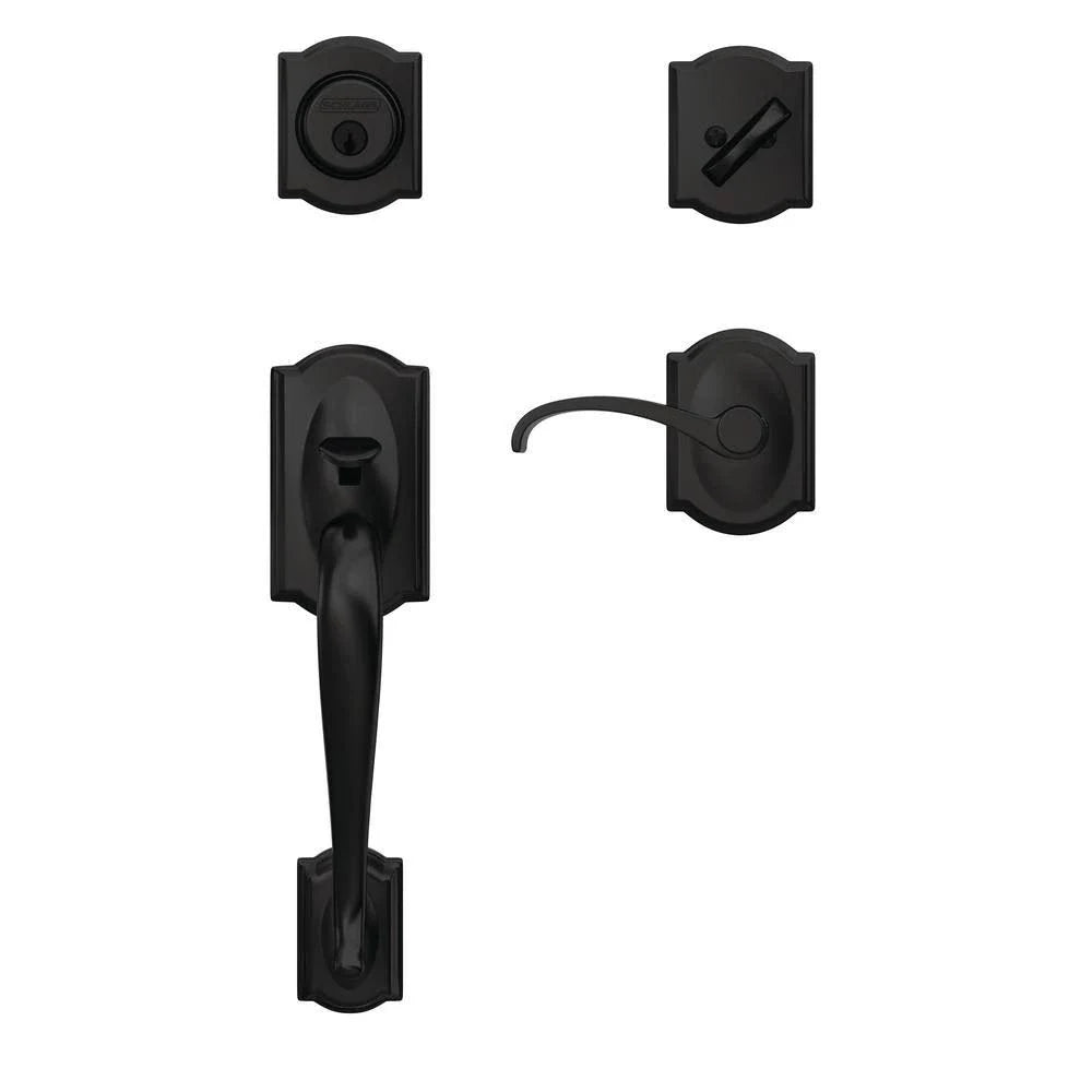 Matte Black Single Cylinder Door Handleset with Door Lever K81337