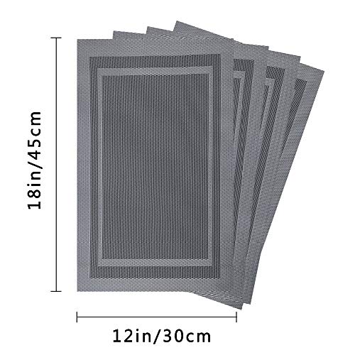 Set of 4 Grey Woven Vinyl Placemats G826427
