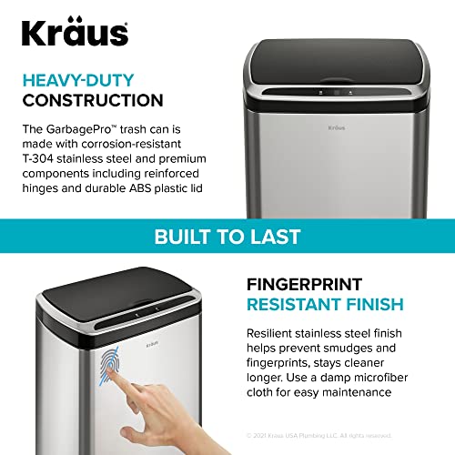 Rectangular 13 Gallon Hands-Free Motion Sensor Trash Can E119338