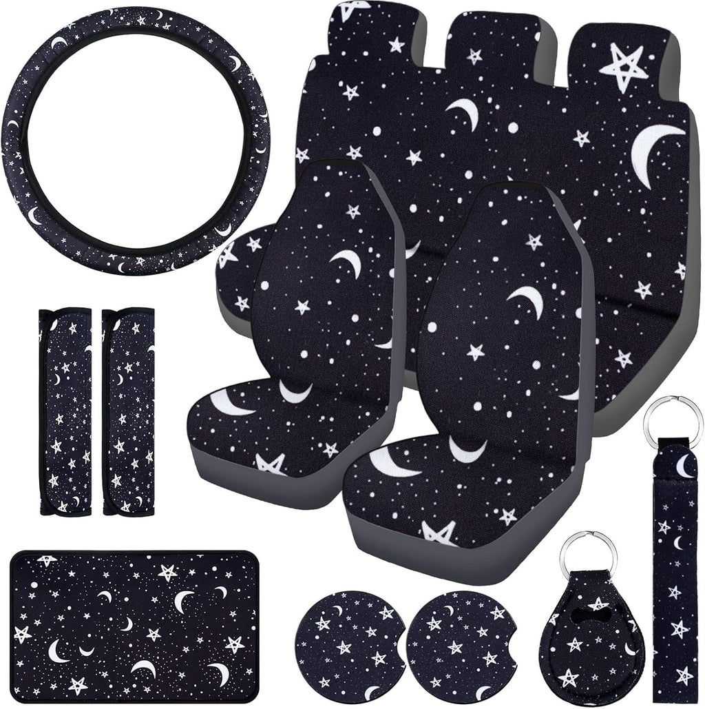 15 Pieces Moon and Stars Car Seat Cover Full Set O2759