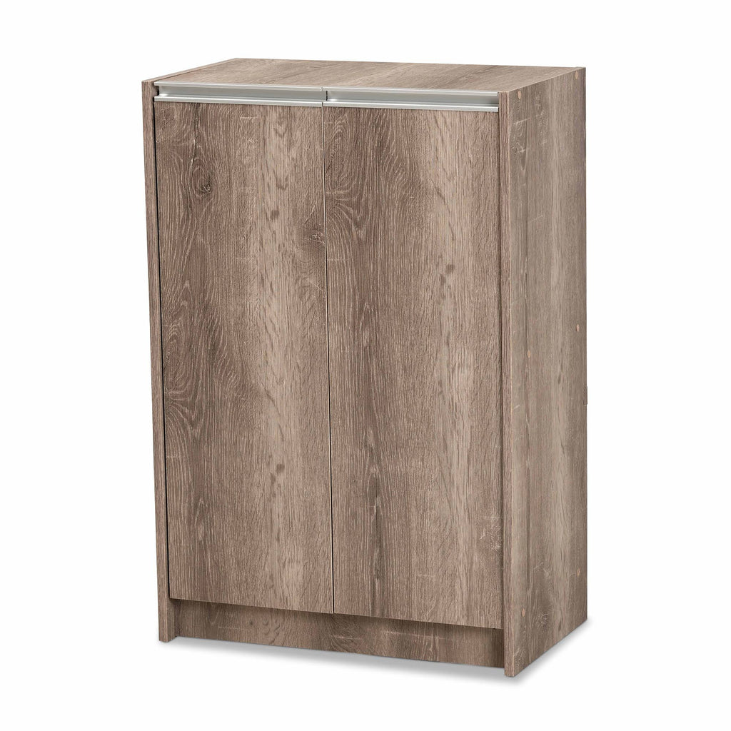 Weathered Oak Finished Wood 2-Door Shoe Cabinet Z229557