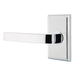 Half Dummy Left Handed Lever with Rectangular Rose in Polished Chrome Q978