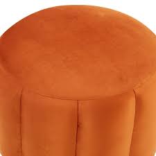 Purple Round Velvet Ottoman with Gold Base X5844