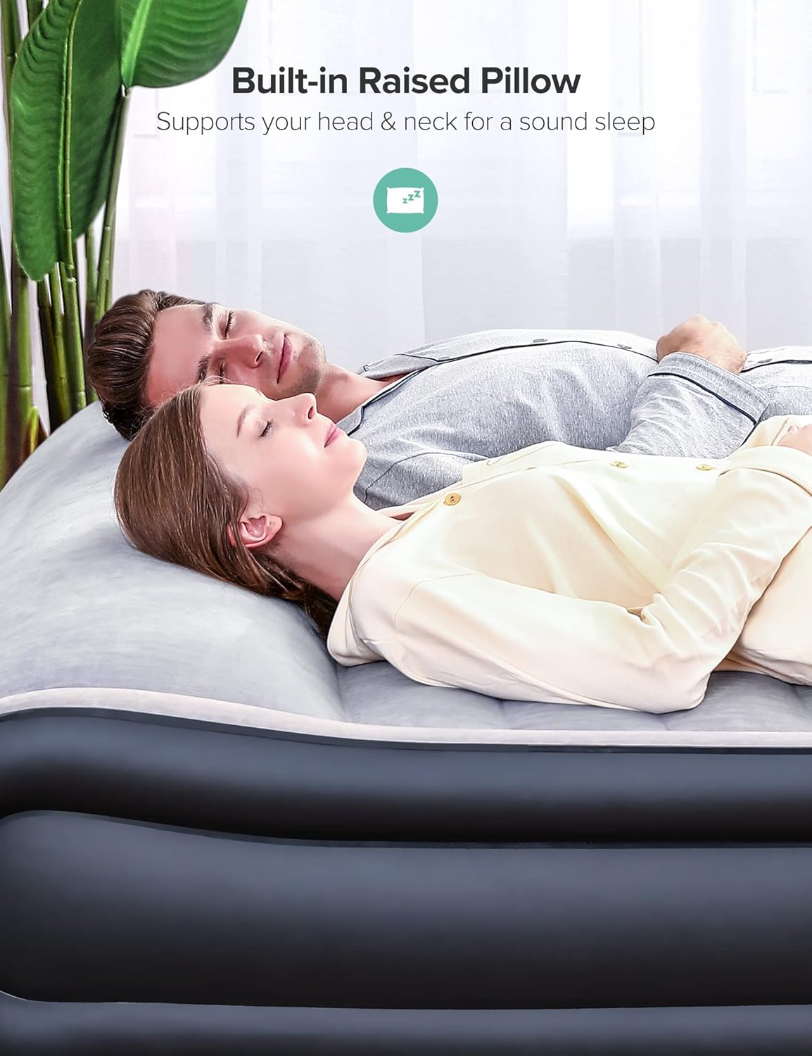 Queen Air Mattress with Built in Pump Inflatable Air Bed N63389