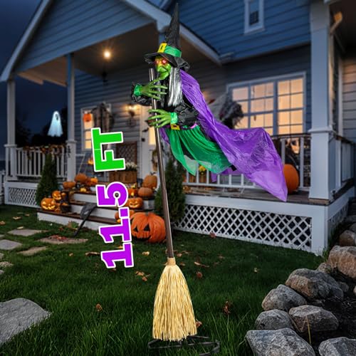 12 Ft Animated Hovering Witch with Sound & Touch Activated Sensor V5032