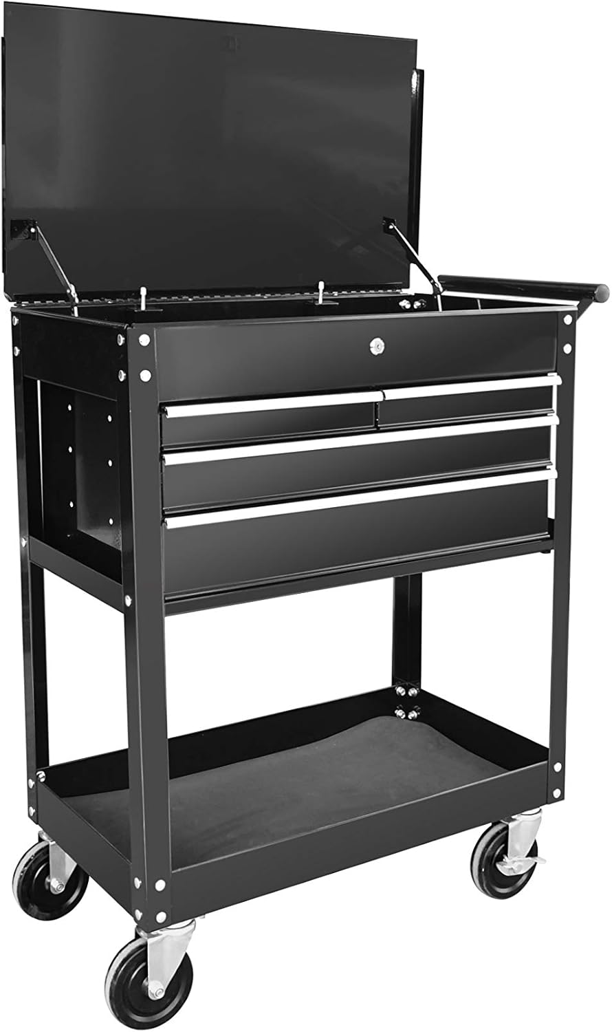 Black Rolling Tool Cart with Drawer N9807