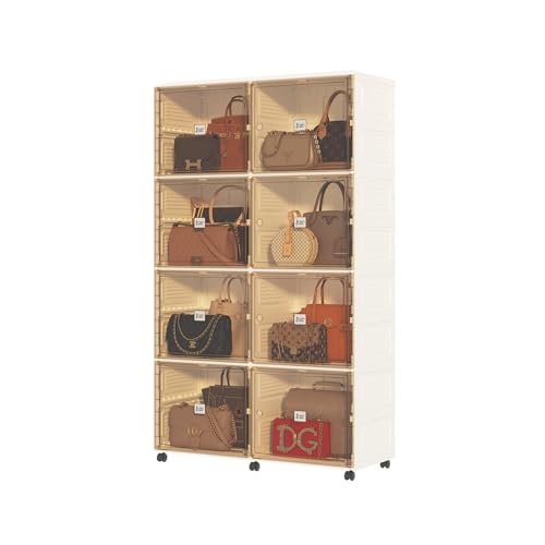 8 Cubbies Handbag Storage Organizer with Magnetic Door and Wheels R9217