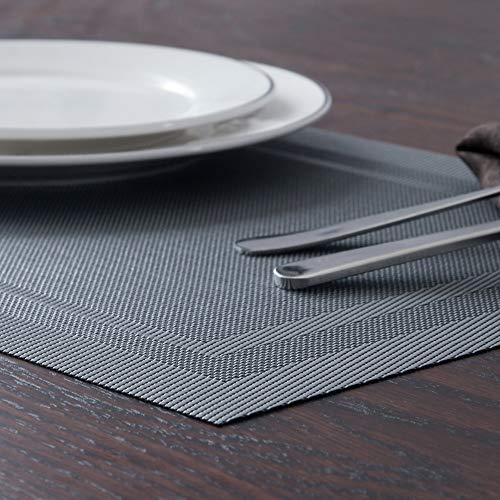Set of 4 Grey Woven Vinyl Placemats G826427