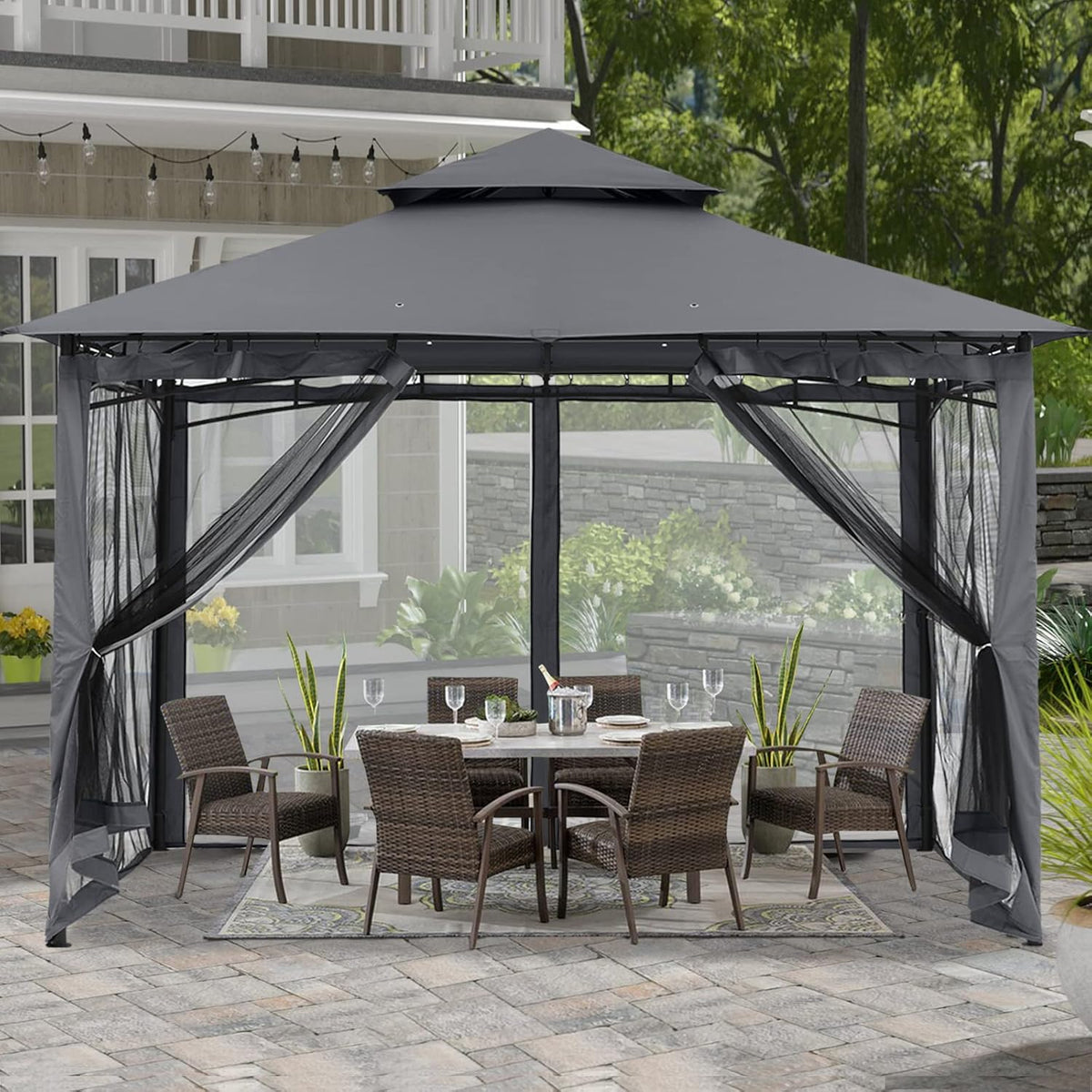 10x12 Gazebo with Netting Q9103