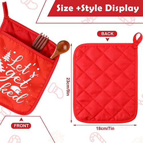 24 Piece Red Christmas Pot Holders with Pockets Oven Mitts H80294