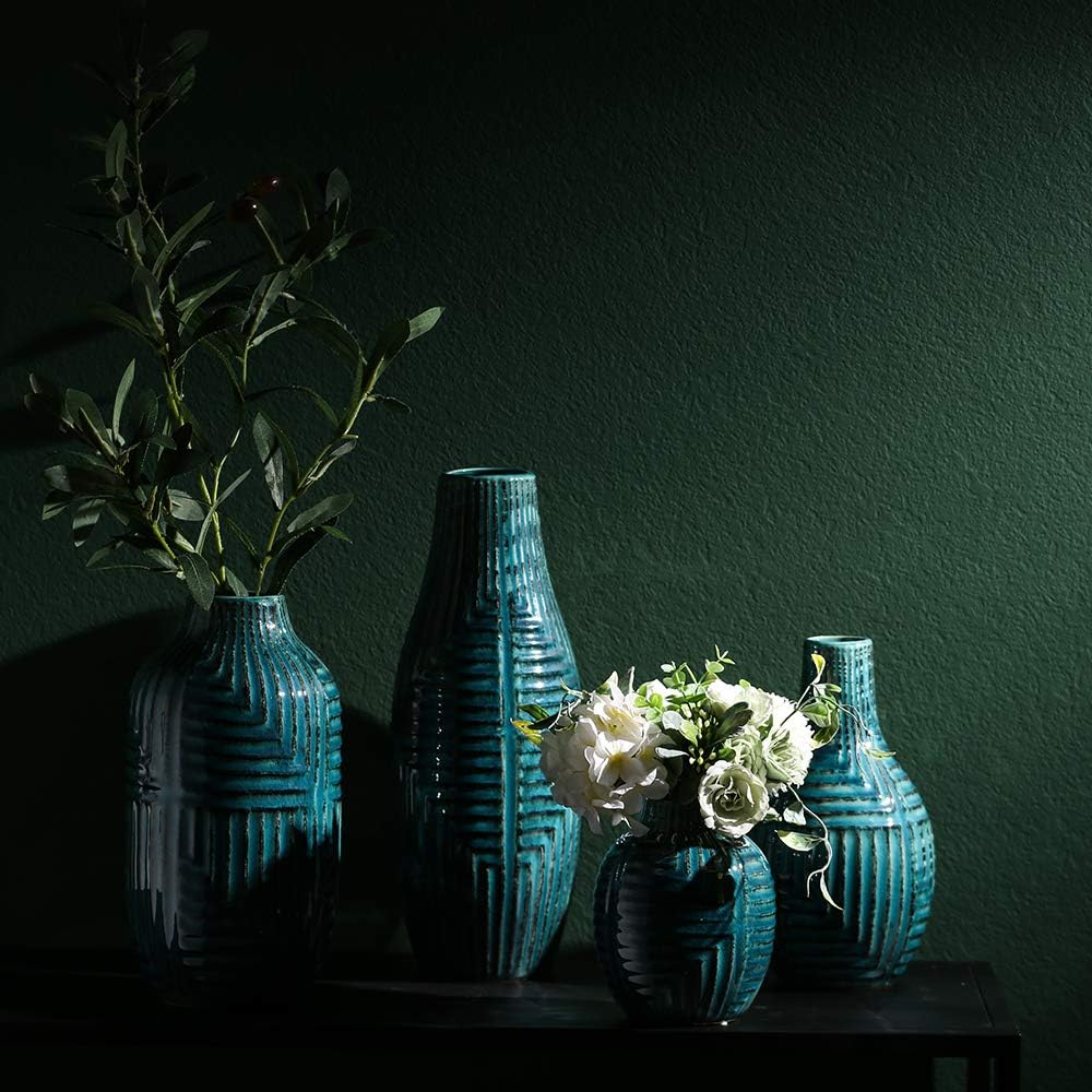 Teal Ceramic Vase Medium 13.8" H U101