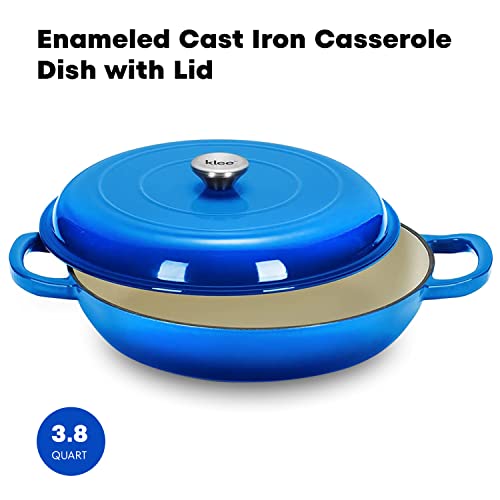 3.8 Quart Red Enameled Cast Iron Casserole Dish with Lid J6570