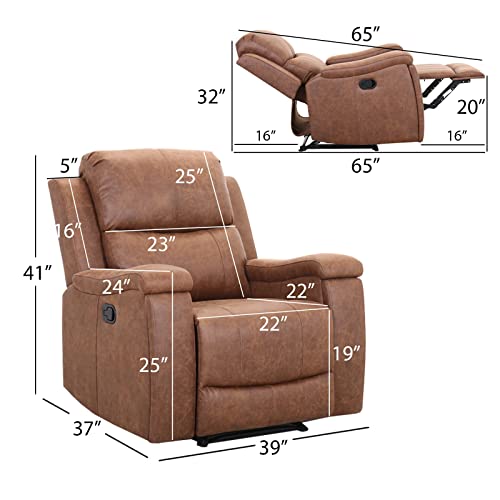 Red Brown Leather Manual Recliner Chair P554