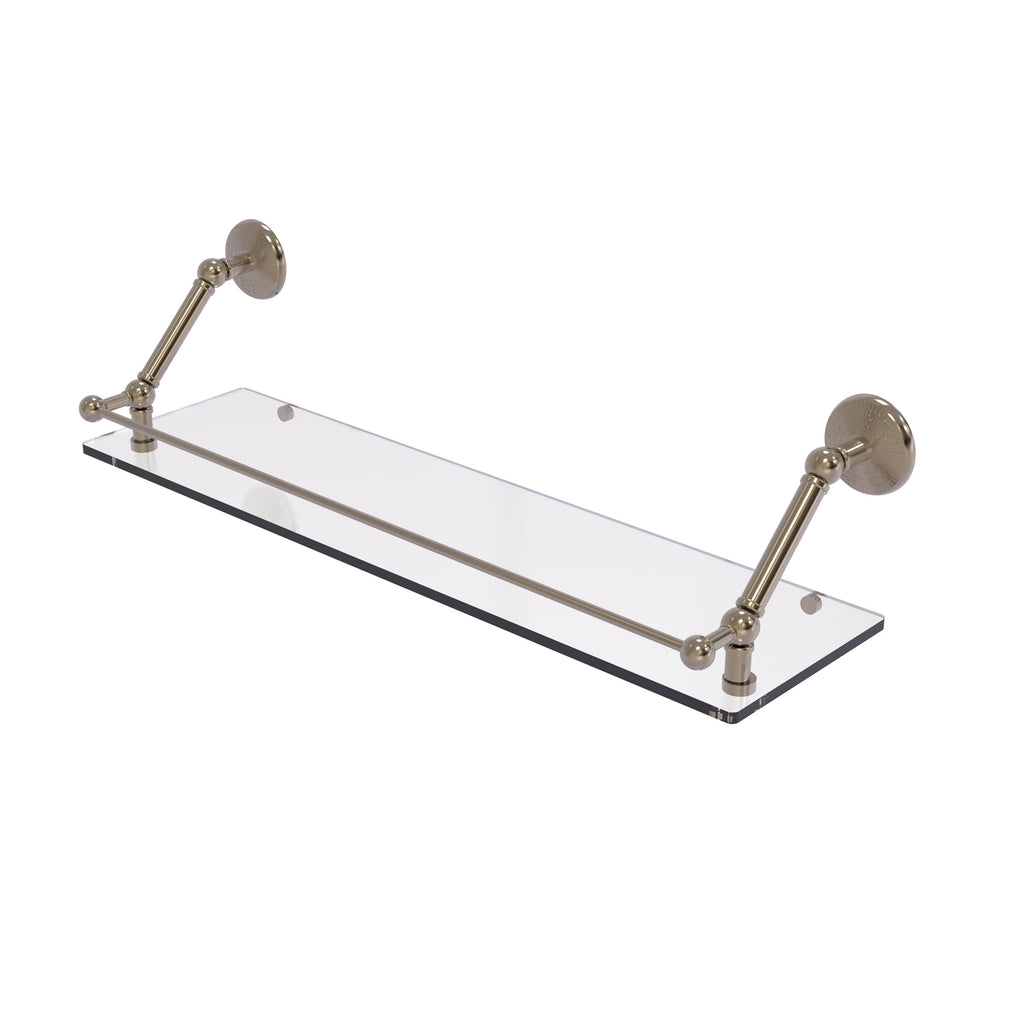30 in. Floating Glass Shelf with Gallery Rail Antique Pewter F548
