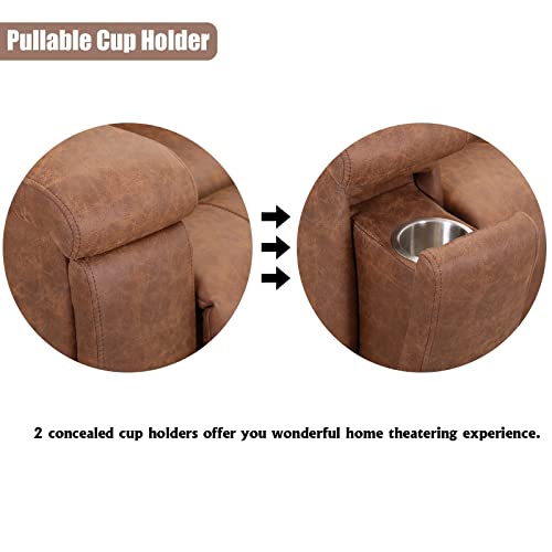 Red Brown Leather Manual Recliner Chair P554
