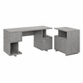 Modern Gray Computer Desk with File Cabinet A81239