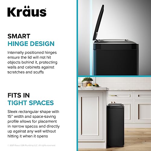 Rectangular 13 Gallon Hands-Free Motion Sensor Trash Can E119338