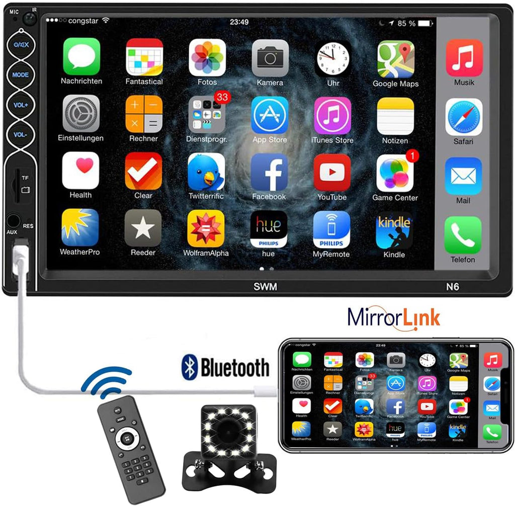 Double Din Car Stereo with Backup Camera J98652