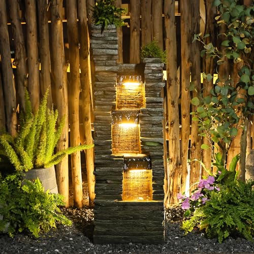 37.4 inches Tall Freestanding Fountain with LED Lights O290
