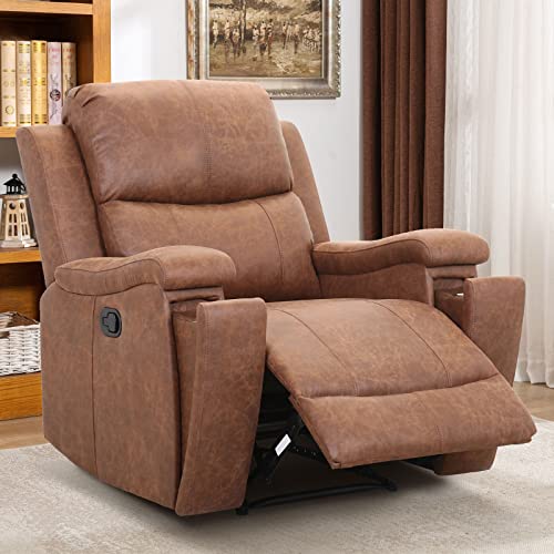 Red Brown Leather Manual Recliner Chair P554