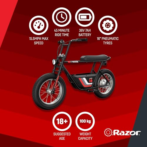 36V Electric Minibike with 15.5 MPH, 11.5 Miles Range & Helmet for Adults K47607