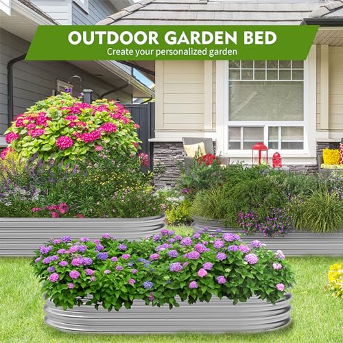 Metal Raised Garden Bed 2Sets Galvanized Planter Box S365
