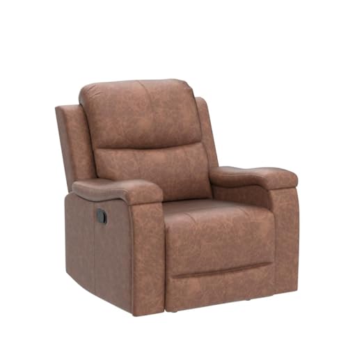 Red Brown Leather Manual Recliner Chair P554
