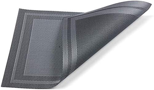 Set of 4 Grey Woven Vinyl Placemats G826427