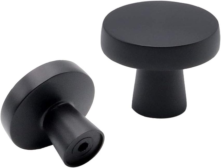 25 Pack Matte Black Round Cabinet Knobs Q4783