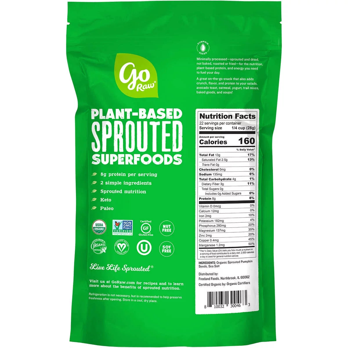 Organic Pumpkin Seeds with Sea Salt - Bundle of 2 Bags - 22 oz Per Bag - 44 oz Total I71309