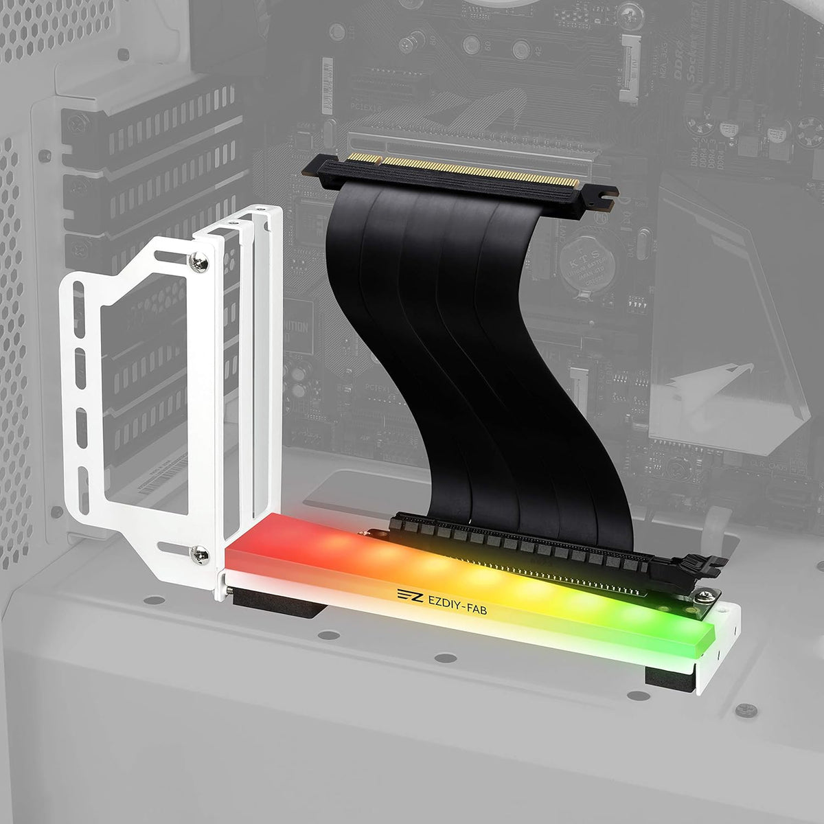 Vertical Graphics Card Holder Bracket with ARGB LED PCIE3.0 Riser Cable White W42357