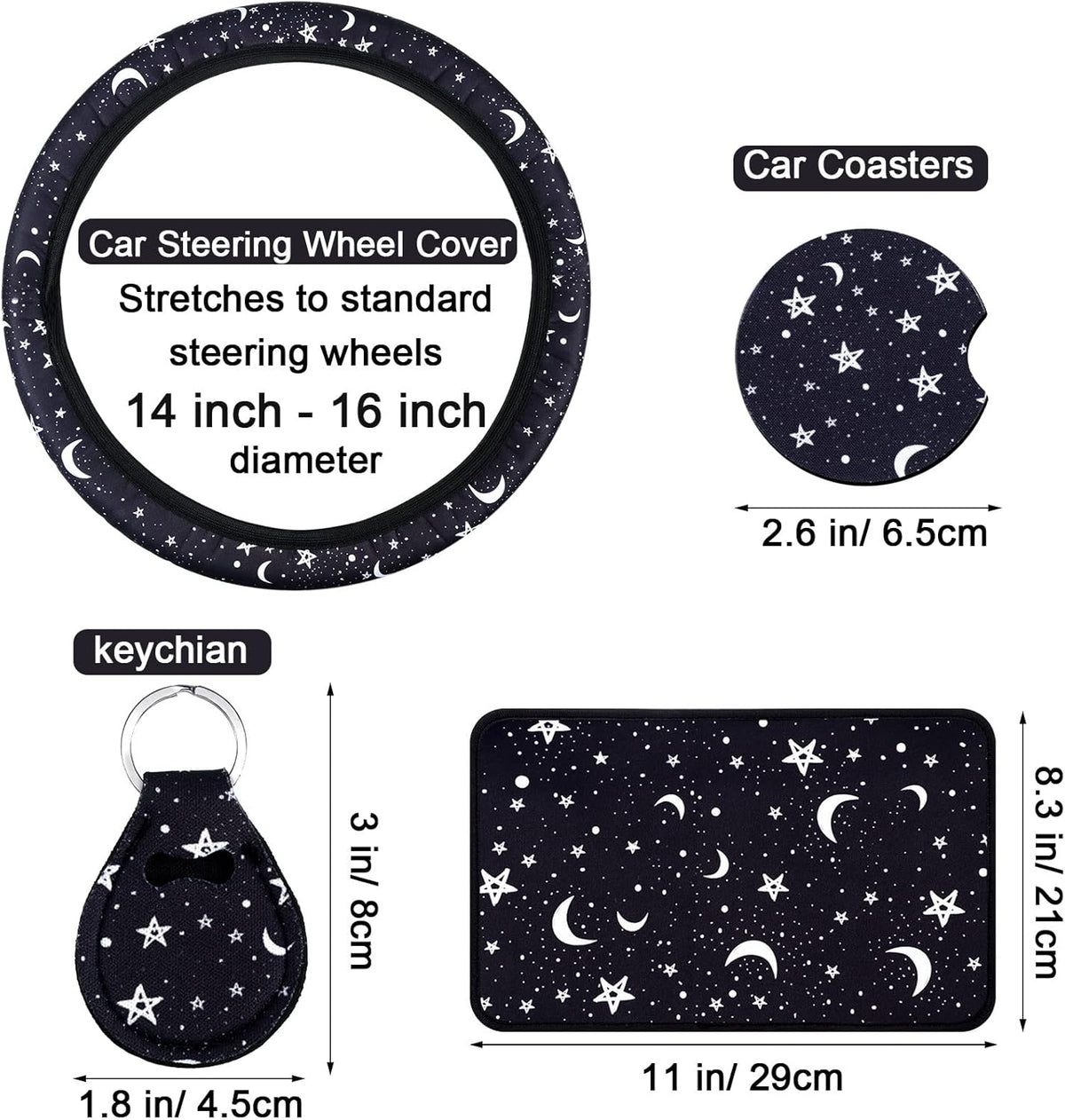15 Pieces Moon and Stars Car Seat Cover Full Set O2759