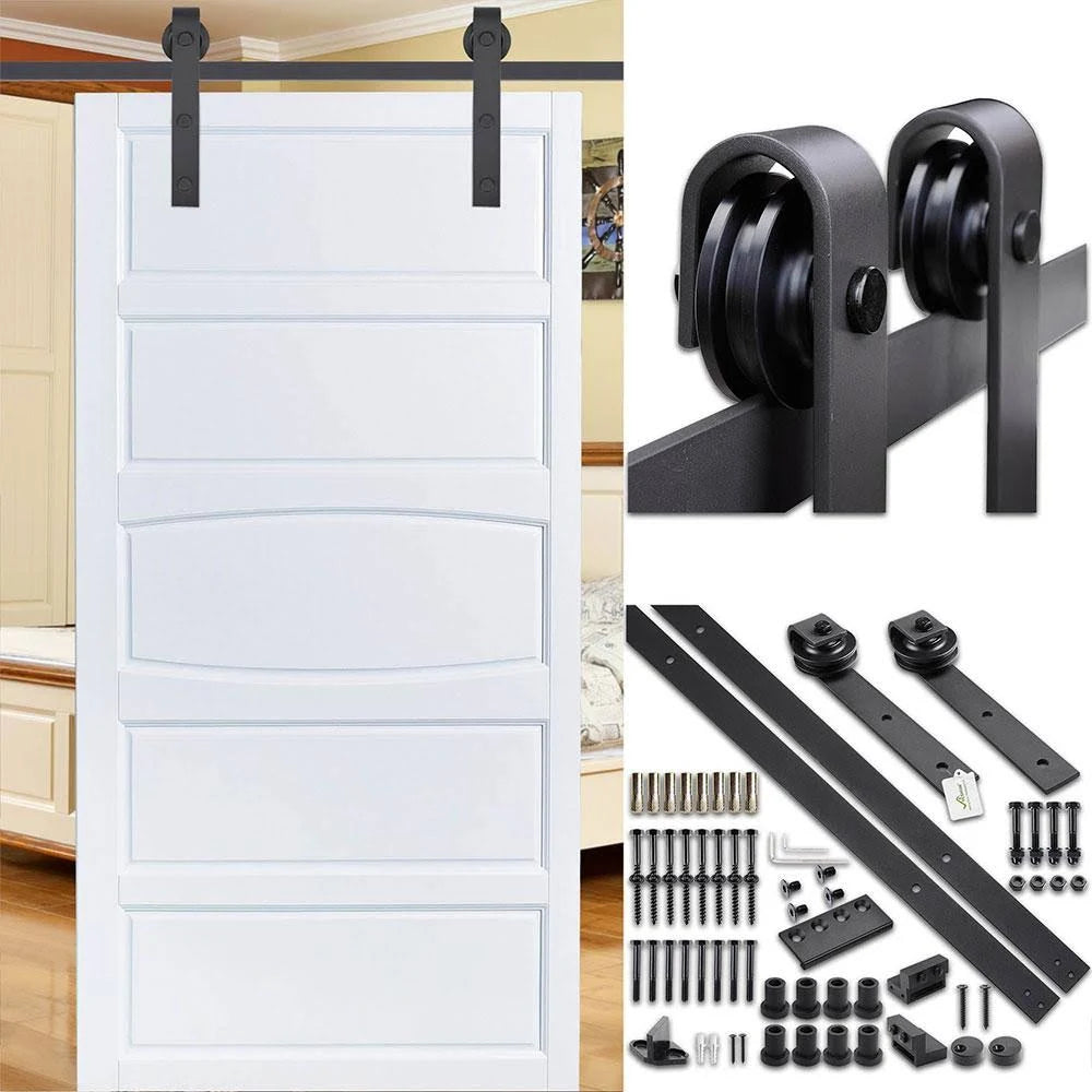 Carbon Steel Sliding Barn Door Hardware Kit B84787