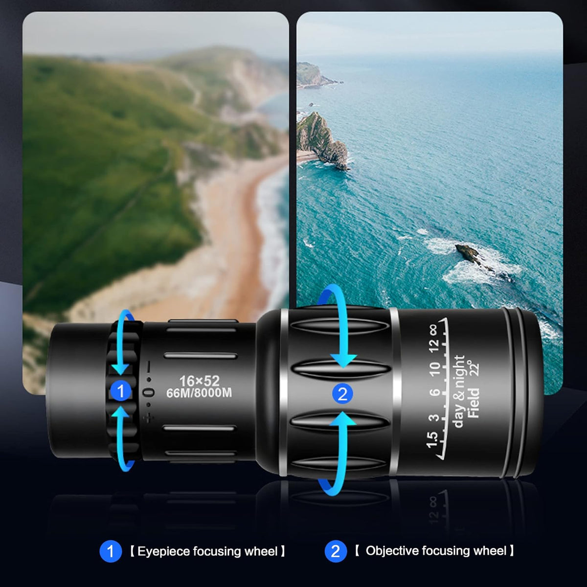 16×52 Waterproof Anti-Fog Monocular with Tripod C3190
