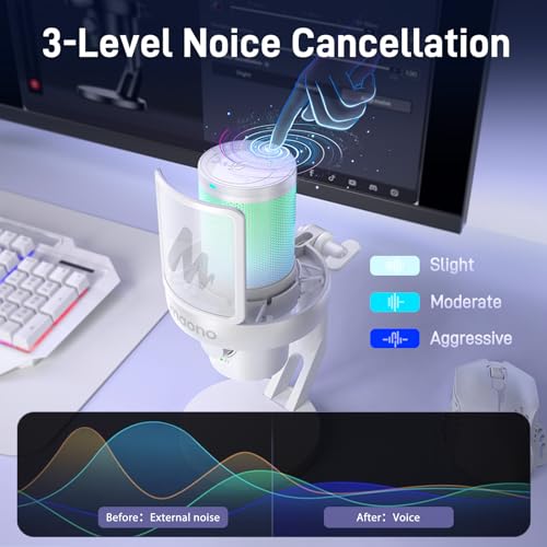 Wireless Microphone with 3-Level Noise Cancellation USB Mic Z940