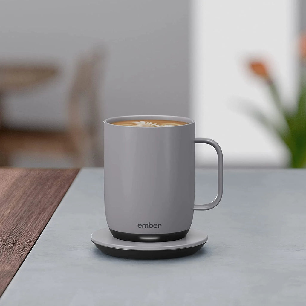 14 oz Grey Heated Coffee Mug with Splash-Proof Sliding Lid M312