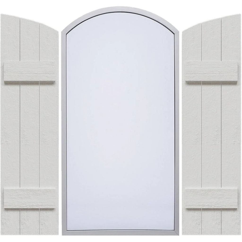 Rustic Faux Wood Shutters with Elliptical Arch Top P919101