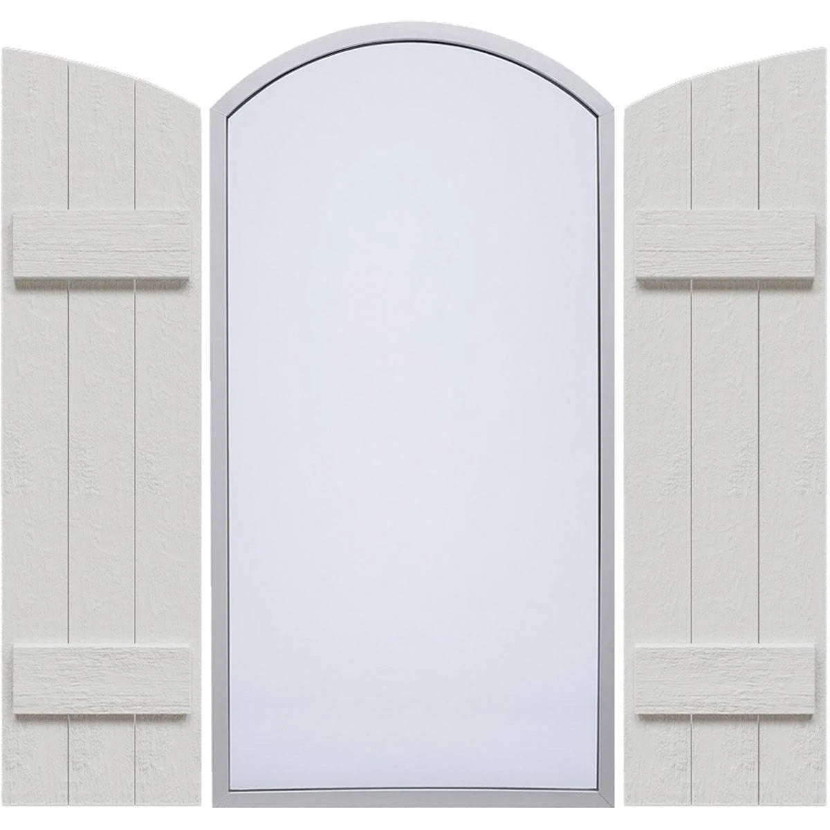Rustic Faux Wood Shutters with Elliptical Arch Top P919101