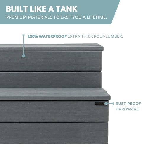 Hot Tub Steps, Gray Non-Slip, Heavy Duty Outdoor Spa Stairs N421506