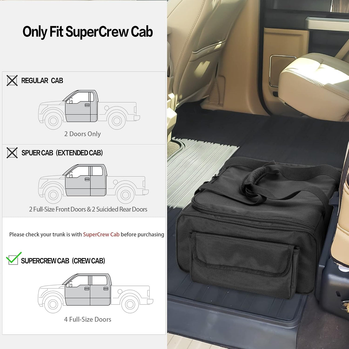 Black Underseat Truck Storage Organizer with Detachable Divider G38846