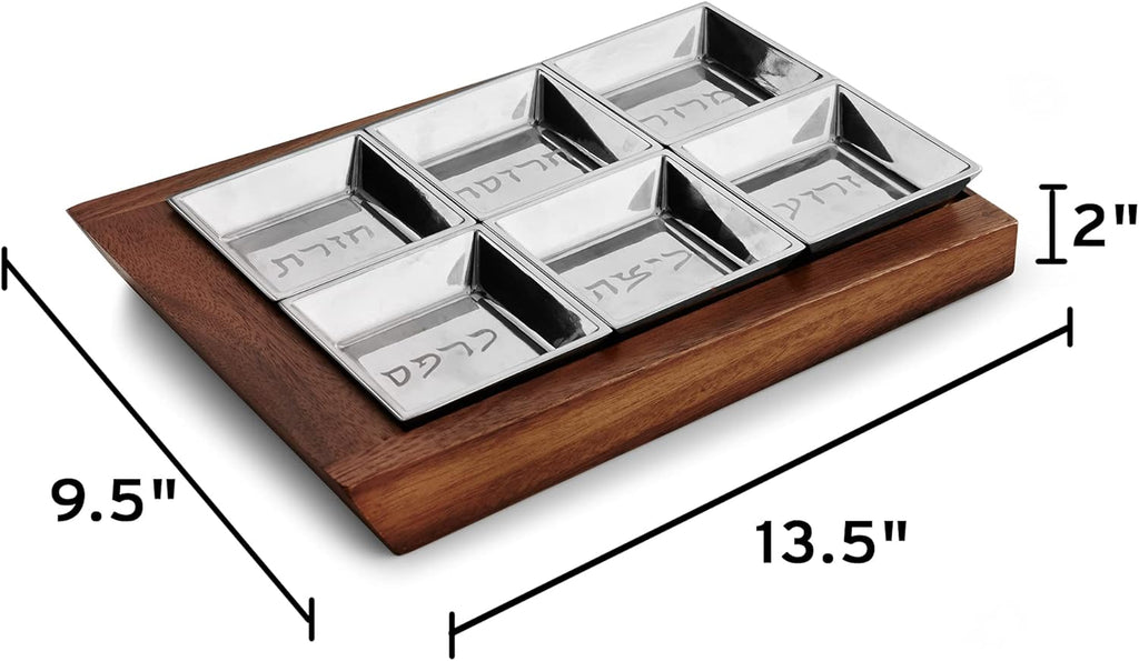 Wood and Alloy Seder Plate V68403