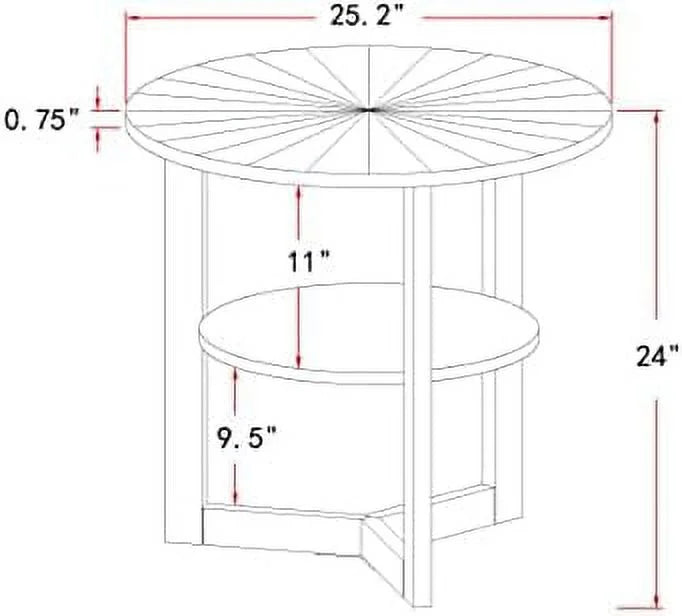 Round Solid Natural Oak Wood End Tables 25x25x24 in N461954