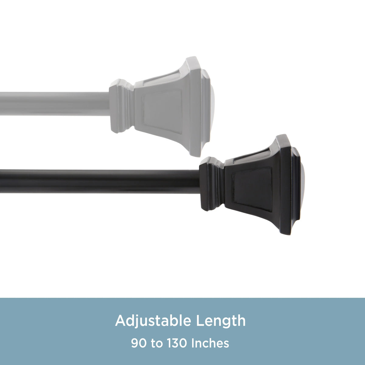 5/8" Decorative Window Curtain Rod, 90-130", Matte Black N367