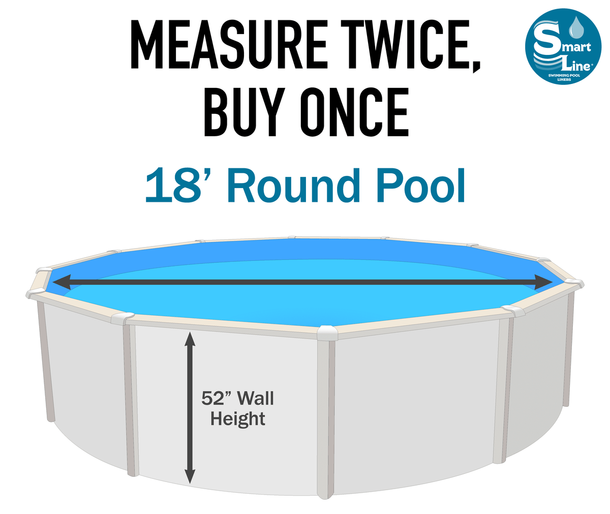 18' Round Unibead Pool Liner, 52" Wall, 25 Gauge S243509